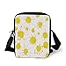 Produktbild Yellow and White,Formless Random Color Blots Paint Splashes Artistic Modern Look Print,Yellow White Print Kids Crossbody Messenger Bag Purse