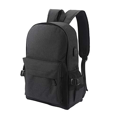 sacport @ Mochila de Ordenador portátil Bolso de la computadora Bolsa de Viaje Bolsas de la Escuela Mochilas para portatil Gran Capacidad con Puerto de Carga USB Mochila Viajes - Negro