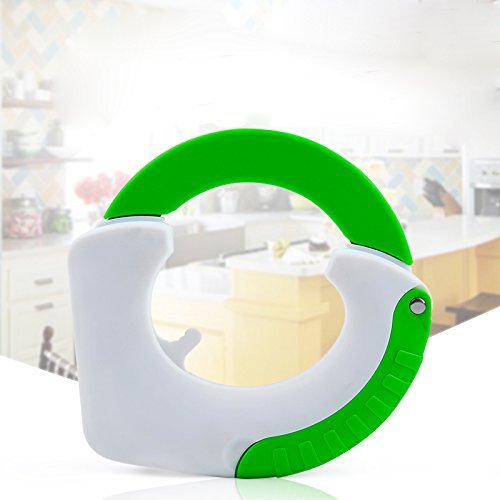 NWSS Edelstahl Runde Küchenmesser Kreativ gestaltet Rollenden Messer Multi-Purpose Rundmesser mit einem einzigartigen ergonomischen Design und Scharfer Klinge ermöglicht es Ihnen, Schneiden von Fleisch und Gemüse Schützen Sie Ihr Handgelenk mit hängenden Haken Grün