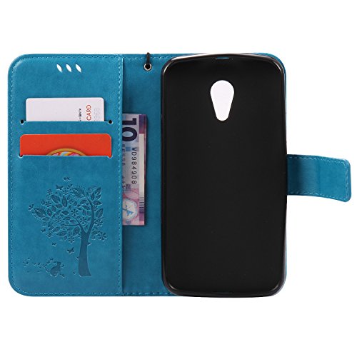 Nancen Tasche Hülle für Motorola Moto G2 / G LTE (5,0 Zoll) Flip Schutzhülle Zubehör Lederhülle mit Silikon Back Cover PU Leder Handytasche im Bookstyle Stand Funktion Kartenfächer Magnet Etui Schale - 3