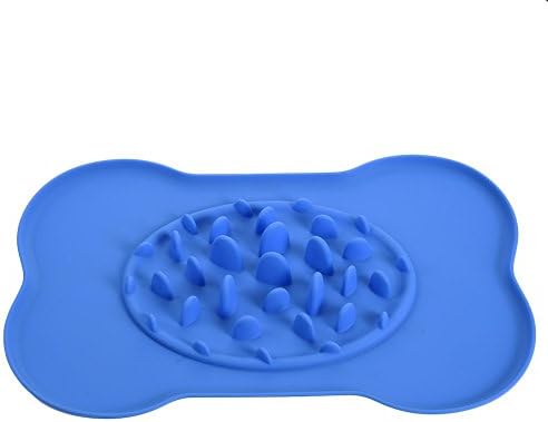 Pet Bowl Silicone Bowls Dog Cat Puppy Animals Interactive Feeder Eco friendly Durable Non Toxic Preventing Choking by WHJY (blue)