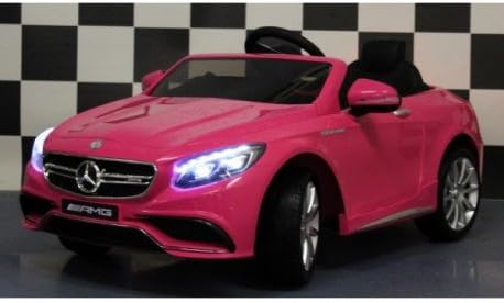 Electric Car for Kids Mercedes-Benz S63 AMG, Leather Seats, pink, licensed product, with Remote Control 2.4 GHz, Solid Rubber Wheels. Model 2017