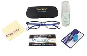 Optify? Distance Vision Square Blue Light Blocking Glasses Computer Eyewear for Kids Zero Power Age 5-12 Years(0.00)