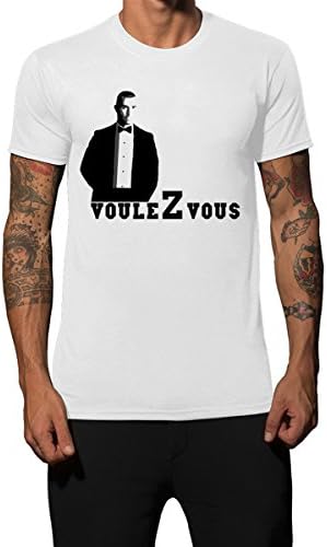 Iacobuccyounes Italy - Voulez vous t-shirt in an elegant smoking tuxedo DJ Aron, ABBA ispiration Men White - M