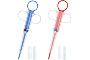 SIOPPKIK 2 Pièces Pet Dog Pill Gun Shooter Pill Cat Tablet Souple Tip Seringue Pet médicale et Alimentation en Liquide d'outils Distributeur for Petits Animaux (Rouge ，Bleu)