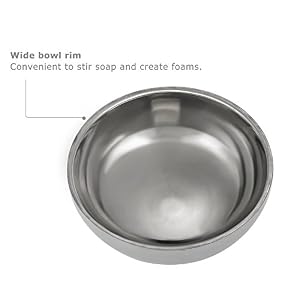 Anself Stainless Steel Shaving Brush Bowl Shaving Mug Cup Cream Soap Bowl Silver - Image 5