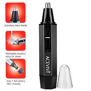 ACEVIVI Professional Wet/Dry Nose Ear and Facial Hair Trimmer with LED Light - Salon Grade Micro-Groomer - Image 3