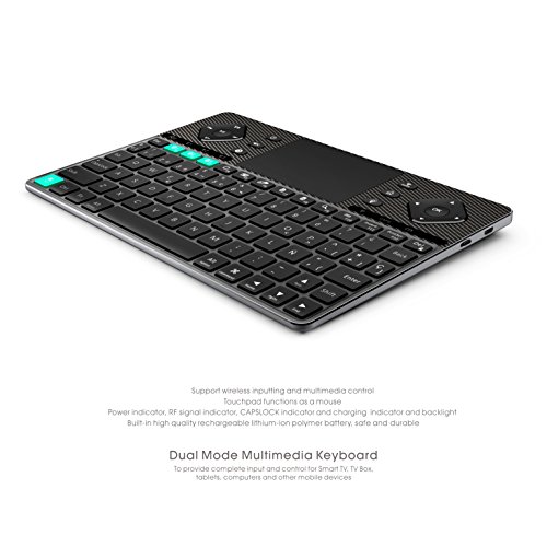 Mejor Ahorro para (¡NOVEDAD 2017! Versión retroiluminada - carcasa de
aluminio) Rii K16 Teclado Dual inalámbrico y Bluetooth. Teclado
multifunción y multimedia QWERTY con ratón Touchpad. Ideal para PC,
Laptop, RaspberryPI 2, MacOS, Linux, HTPC, IPTV, Smart TV Box, XBMC,
Kodi, Windows 7,8,10, PlayStation, Xbox. en Amazon
