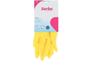 Sorbo Medium hushållshandskar, latex tvätthandskar, gummihandskar, supermjukt foder, extra lång manschett, långvarig kvalitet