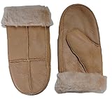  Nordvek - Manoplas para mujer - 100% piel de oveja auténtica - # 308-100 - Marrón claro - OneSize