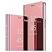 Price comparison product image Adamarkeer Case For Samsung Galaxy Note 10 Pro Case Electroplate Mirror Smart Clear View Flip Leather Case Protective PU Back Standing Shockproof Cover Kickstand Bookstyle (Rose Gold)