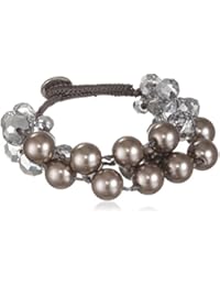 DYRBERG/núcleo Damen-brazalete de latón de cristal gris perla 19 cm - 336753