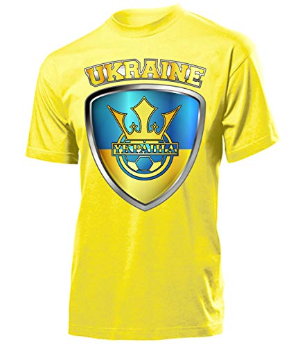 Ukraine ??????? Fan t Shirt Artikel 4679 Fuss Ball EM 2020 WM 2022 Team Trikot Look Flagge Fahne Jersey World Cup Männer Herren Jungen L