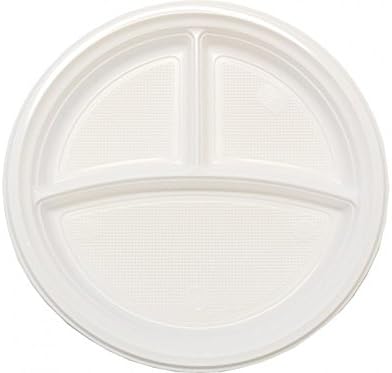 Dinner Plate Pack Of 100 – Round 1000St dreigeteilt PP weiss 220 mm Disposable Plastic Plates 500 Items