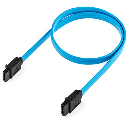 Anpro Einbauset Einbaurahmen für 2,5 Zoll Festplatten / SSD’s auf 3,5″ Adapter Mounting Frame Halterung Schienen. Inkl.5 Stück S-ATA III HDD / SSD Datenkabel – 2x Stecker gerade – bis 6 Gbit/s, Blau - 4