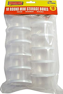 HK TRADING 10 x ronds MINI boîtes de conservation en plastique-Passe au congélateur, micro-ondes, reusuable avec couvercle-livraison gratuite