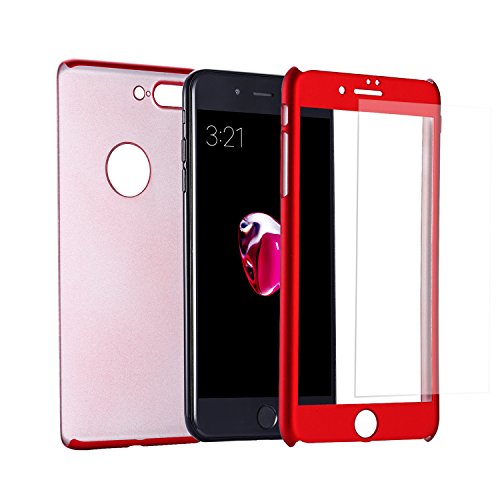 Dreamer-Z Funda de m  vil Iphone7 360 grados paquete s  lido con un agujero para Iphone 7 Plus Rojo