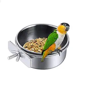 Cozy Puppies Bird Cage Food Water Dispenser Parrot Food Dish Bird Feeder Cup for Cage, Stainless Steel Bird Food Holder Container for Parrot Macaws Ferret Parakeet Cockatiel Budgerigar