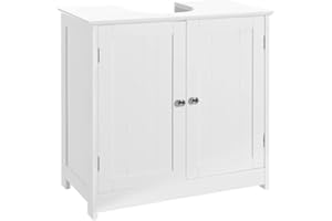 LOLAhome Mueble Bajo Lavabo de Madera Blanca de 60x60x30 cm con 2 Puertas y 2 baldas para Lavabos con Pedestal de Pie