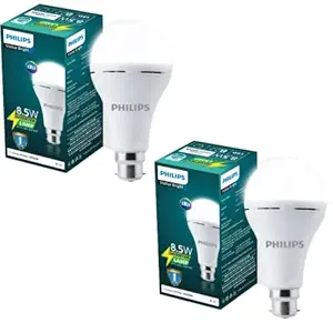 Philips Stellar Bright Rechargeable Emergency Inverter LED Bulb, B22 8.5-Watt-Crystal White(Pack of 2)