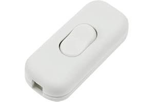 LbsAMP Interruptor Torpedo Interruptor de cable en línea blanco de 6 amperios para pequeño electrodoméstico o lámpara