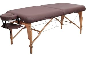 ZEN MASSAGE WARE ZEN - Lettino massaggio Round Corner mobile pieghevole&regolabile - Tavolino massaggio in legno angoli rotondi per massaggi attivi - Panchina massaggi con poggiatesta, braccioli e borsa (cioccolato)