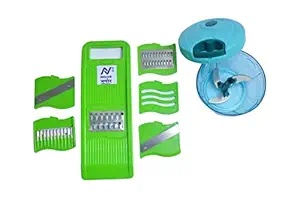 NGOR Mini Chopper and 6 in 1 Slicer Combo (Green,Blue)