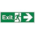 V Safety Safe Condition Exit - Exit Arrow Right - 300 x 100 mm Restickable Safety Sign