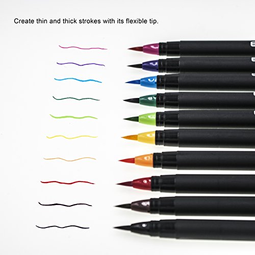 Ezigoo Brush Pen Set – 10 Farben – Pinselmarkierungen mit weichem flexiblen realen Pinselspitze schaffen Aquarell Effekt - 7