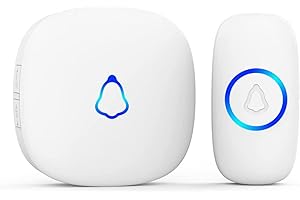 SECRUI Sonnette Sans Fil Exterieur Etanche, Doorbell Avec 1 Récepteurs + 1 Émetteur À Pile, 58 Mélodies Carillon, 5 Niveaux Volume 120 dB, LED, 300m Longue Portée Sonette Pour Maison,Appartement,Blanc