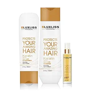 Luxliss Keratin Dailycare Shampoo Keratin Daily Care Conditioner And Keratin Protein Replensh Hair Serum (250ml/200ml/50ml)