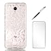Produktbild Handyhülle Xiaomi Redmi 5 Plus Hülle + Panzerglasfolie JINCHANGWU Transparente Tasche Schutzhülle Handy Cover Handytasche TPU Silikon Bling Glitzer Kristall Case, Mandala Weiß