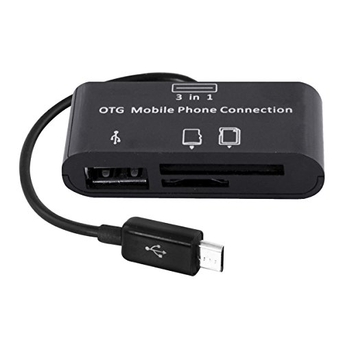 kwmobile 3in1 Micro USB OTG Kabel Adapter für Medion Lifetab S7852 – Card Reader Tablet Kartenleser Anschluss für USB 2.0 / SD Karte / Micro SD Karte in Schwarz - 2
