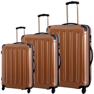 Preisvergleich Produktbild 3-teiliges Polycarbonat-Trolley-Koffer-Set in Bronze (Gold)