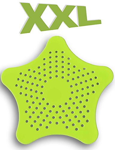 HOMETOOLS.EU - XXL 15x15cm Großes Silikon Abflusssieb mit Saugnäpfen Küche Spüle Spülbecken Krümel Sieb Bad Badewanne Dusche Haare Haarsieb GRÜN