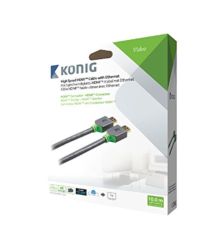 König KNV34000E100 Hochgeschwindigkeits-HDMI-Kabel mit Ethernet, 10,0m grau - 4