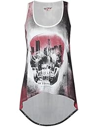 trueprodigy Casual Mujer marca Camiseta De Tirantes estampado ropa retro vintage rock vestir moda cuello redondo sin manga slim fit designer cool urban fashion top shirt color gris 1063162-0403