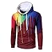 Produktbild LUCKYCAT Kapuzenpulli Herren Langarm Digitaldruck Hoodie Set Head Hooded Pullover Sweatshirt Tops Mantel Outwear Kapuzen (Rot, EU 54--XXL)