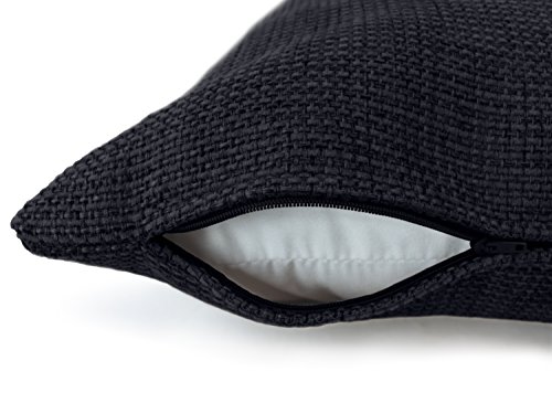 Kissenhüllen in Struktur-Optik – erhältlich in 23 modernen Farben und 3 verschiedenen Größen, 1 Kissenhülle 60 x 60 cm, schwarz - 4
