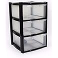 Plastic Storage Drawers - Large - 3 Drawers (Black)