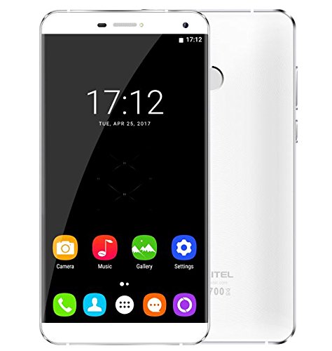 OUKITEL U11 Plus - 5,7 pollici Android 7.0 smartphone, MTK6750T Octa Core 1.5GHz 4GB RAM 64GB ROM, fotocamera doppia 16MP + 16MP, batteria 3700mAh, struttura in metallo, impronte digitali, doppia SIM - bianca