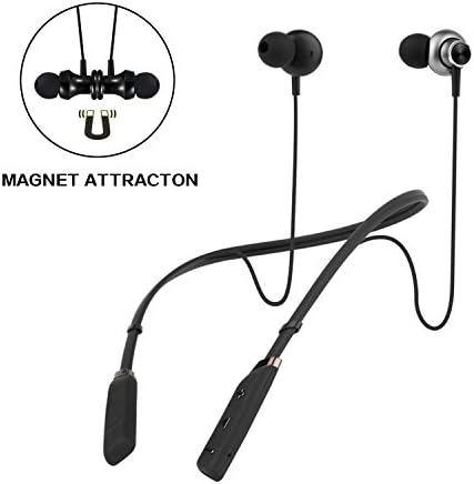 Wireless Neckband Headset,Jeasun Wireless Flexible Headphones CVC 6.0 Sweatproof Stereo Bluetooth4.0 Sports Earphones with Magnetic Design Mic for Running Cycling Gym Driving iPhone IOS Android(Black)