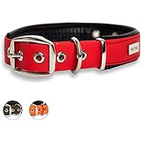 PetTec Hundehalsband aus Trioflex™ mit Polsterung, Rot, Wetterfest, Wasserabweisend, Robust