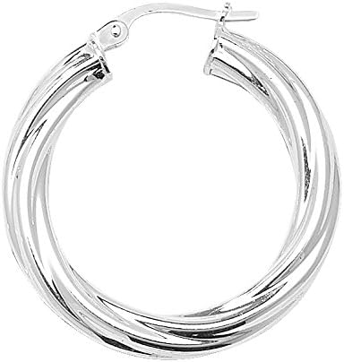 Sterling Silver Twisted 4MM Thick 30MM Hoop Earrings