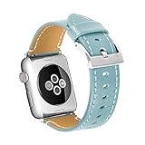 Happy Event Mode Leder ersatz Armband Strap Band für Apple Watch Serie 4 44mm (Hellblau)