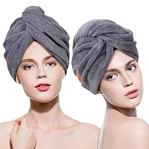 Growth Alley Set of 2 Hair Bath Towel for Women, girls | Pure Cotton | Medium range | Hair towel wrap, shower cap, nice shape, easy wear and remove