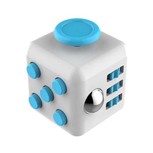L-FENG-UK Fidget Toy Cube Relieves Stress and Anxiety for Children and Adults(White Blue)