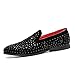 Produktbild YAN Herren Schuhe, Spike Loafers & Slip-Ons Kunstleder Beschlagene Mokassin Schuhe in schwarzem Wildleder für Clubbing Party Casual Wear schwarz (Farbe : Schwarz, Größe : 44)
