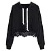 Produktbild Sannysis Hoodie Damen Spitze Elegant Tunika Blusenshirt Einfarbig Oversize Sweatshirt