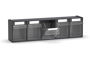 Fami - Cassettiera Porta Minuteria da Muro, Scaffali e Carrelli per Garage, Officina e Magazzini, 5 Cassetti Trasparenti Visual Box, Pannello Porta Viti e Bulloni, Dimensioni: 60 x 14 x 16,8 cm